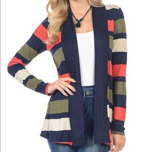 Goo Yoo Striped Open Knit Cardigan
